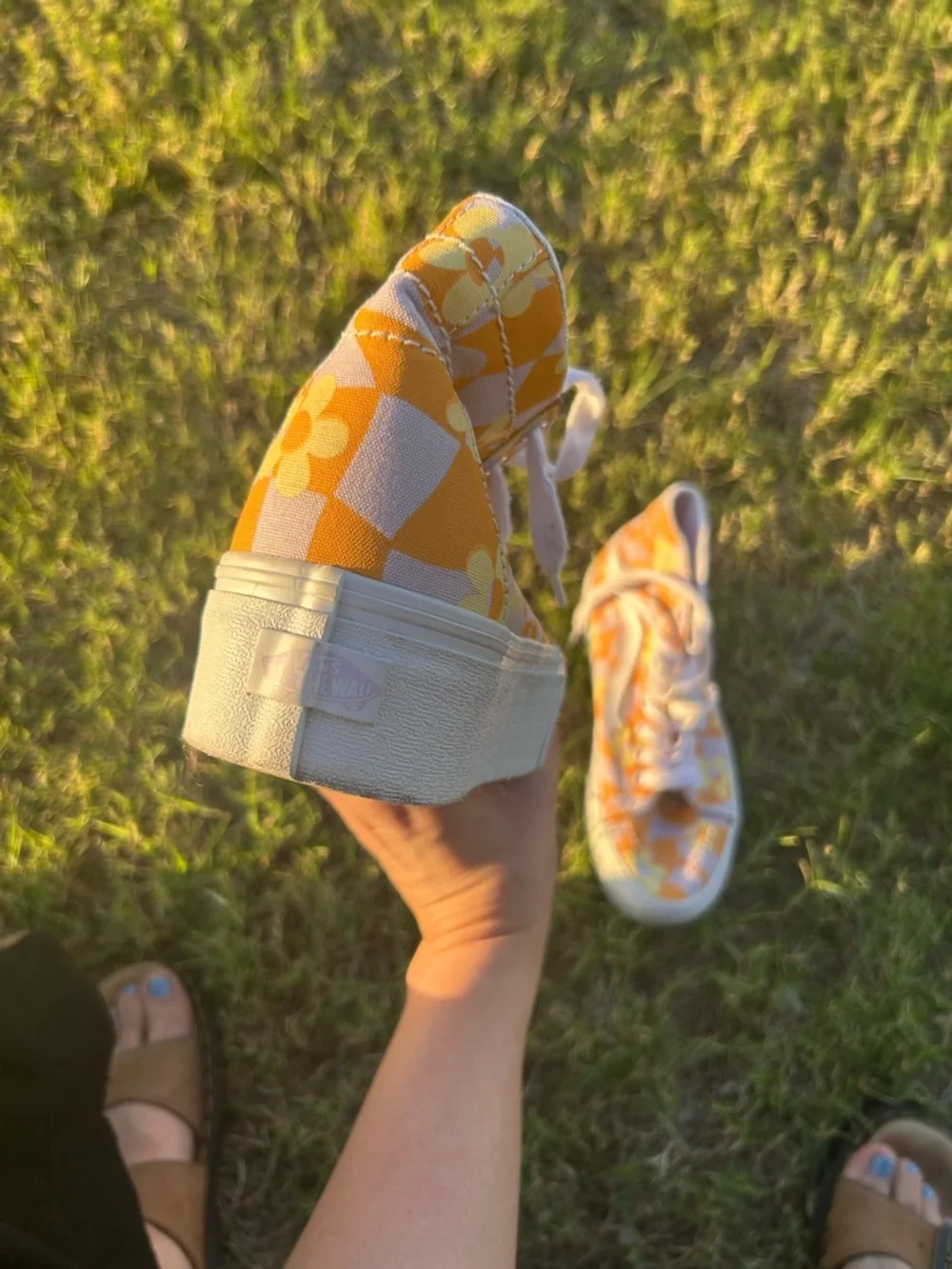 Yellow Floral High-Top Platform Sneakers - Picture 6 of 7